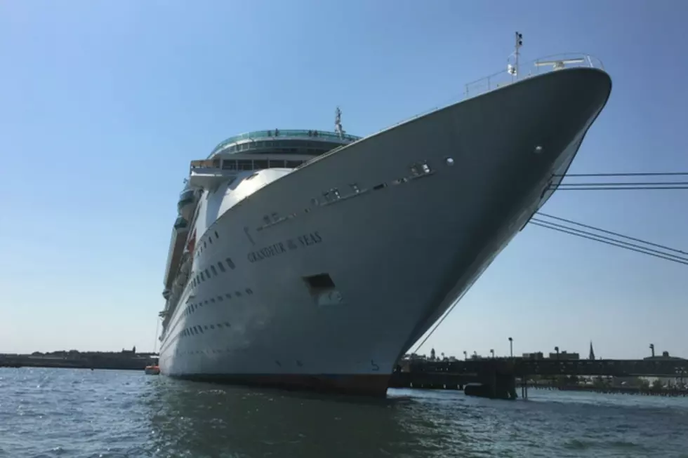Close Up Photos of the Massive Cruise Ship Docked in Casco Bay on Labor Day