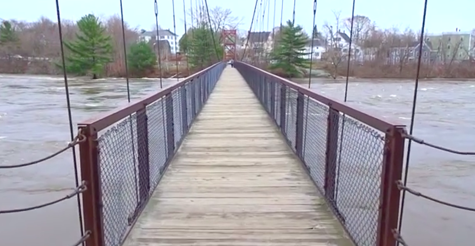 Cross the Swinging Bridge Over Androscoggin River's Raging Waters