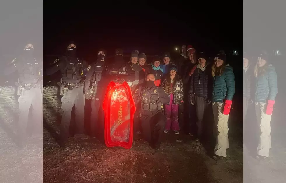 South Portland Police Join Kids For Some Night Sledding Fun