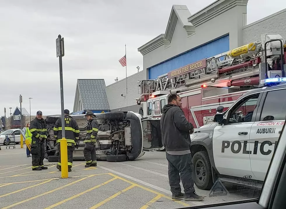 Car Ends Up On Its Side in the Auburn Walmart Parking Lot