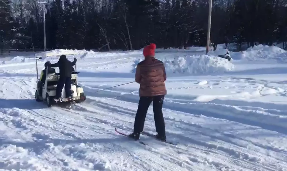 WATCH: Mainers Being Mainers In The Winter With Golf Cart Skiing