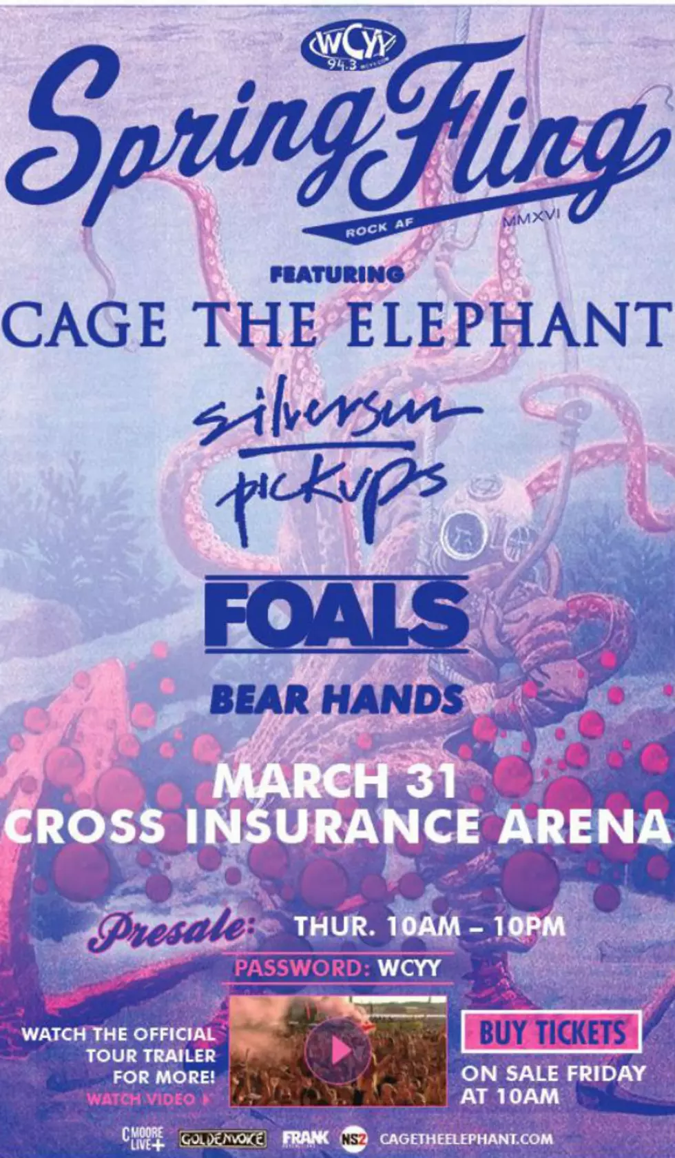 CYY Spring Fling Featuring Cage the Elephant and More! Pre-Sale Tickets Are on Sale Now Until 10pm Tonight (Thursday)