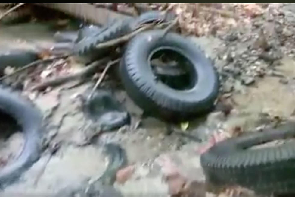 WATCH: Concerned Citizen Finds Graveyard Of Tires Clogging A Stream In Lewiston