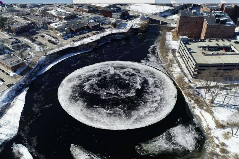 A Giant, Circular Ice Island Is Floating Down A River In Westbroo