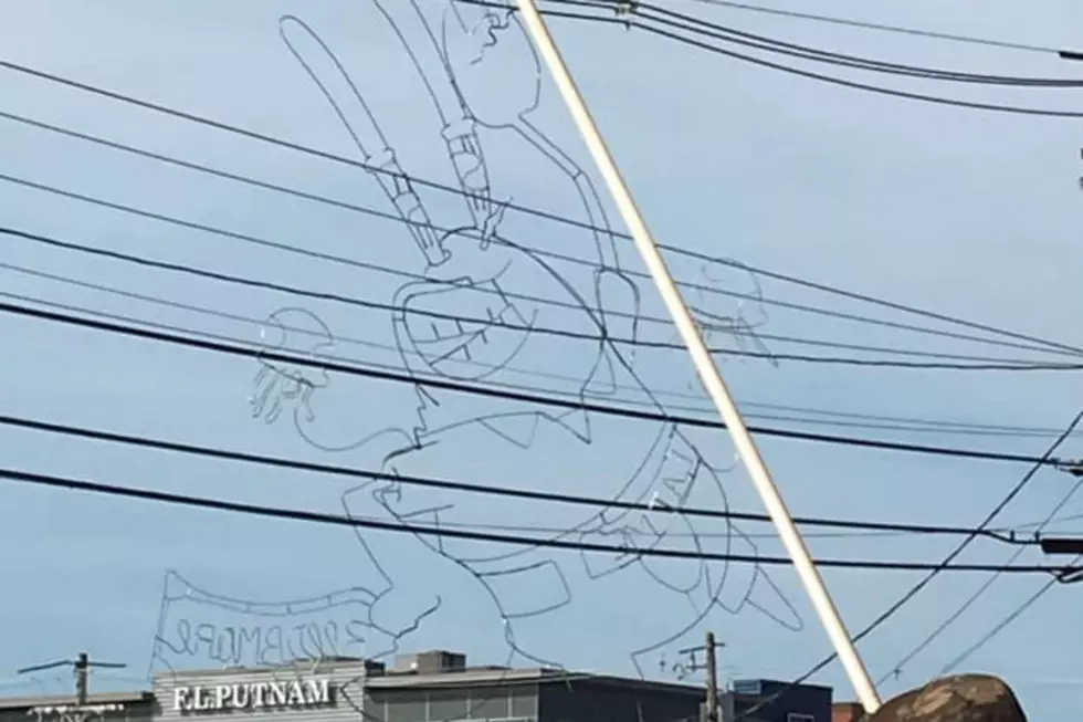 Someone Hung Their SpongeBob SquarePants Art From A Power Line