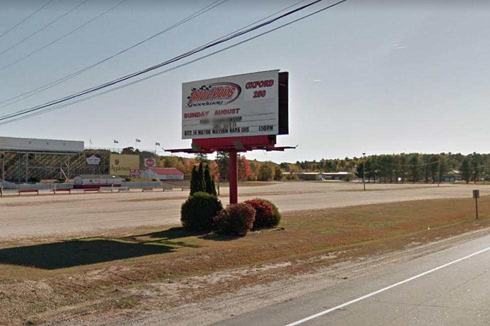 Oxford Plains Speedway From Above Looks Like the Pringles Guy