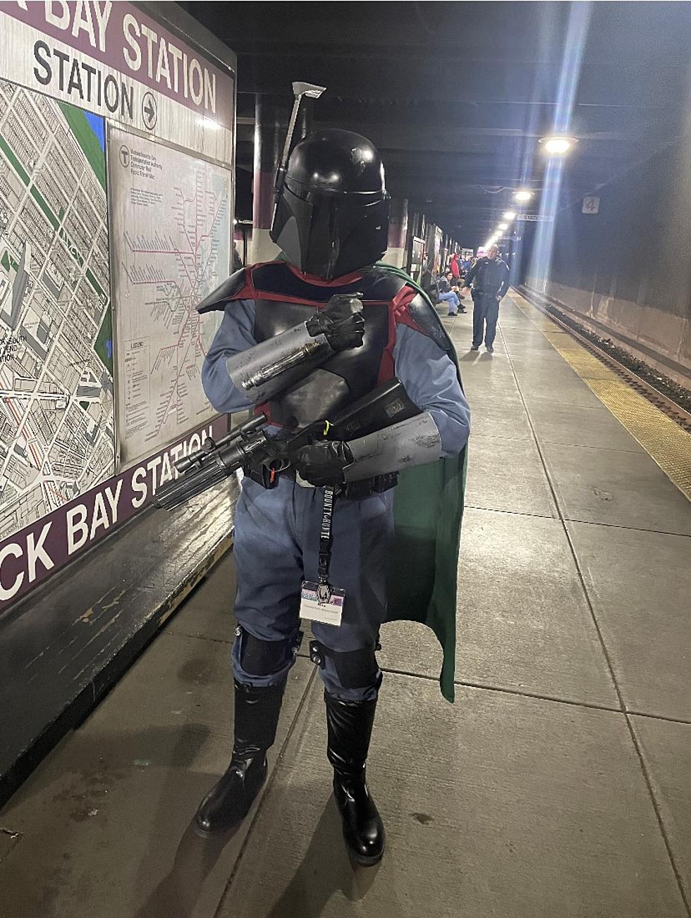 Hey Star Wars Cosplayer on the T in Boston With a Toy Firearm