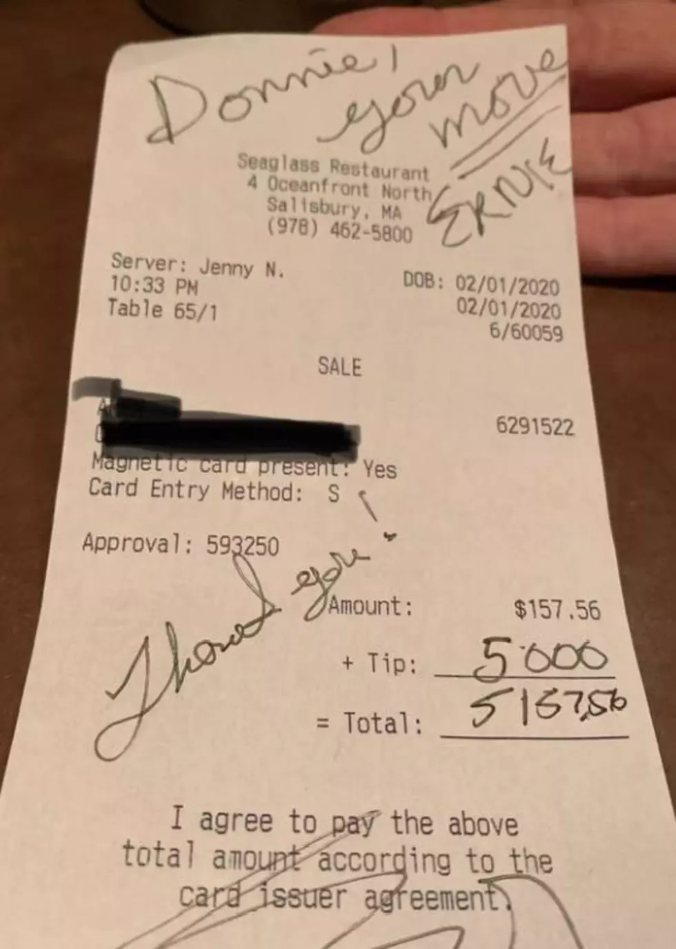 Massachusetts Waitress Gets a Massive $5,000 Tip