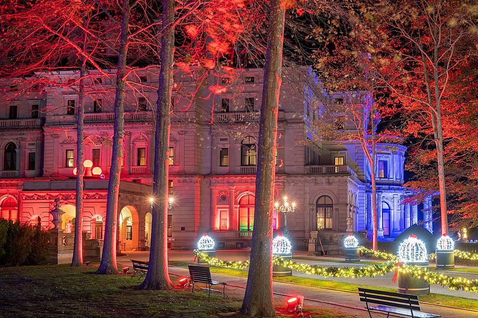 Sparkling Lights Dazzle Outside Magnificent New England Mansion