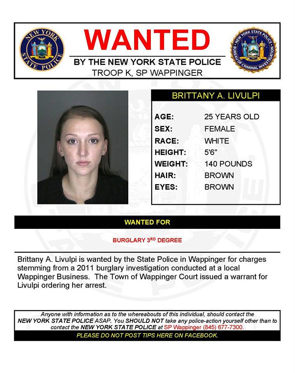 Warrant Wednesday: Woman Wanted in Wappinger Burglary