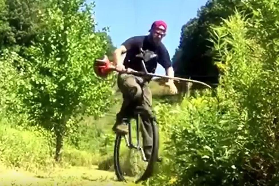 Hudson Valley Daredevil Weed Whacks While Riding a Unicycle
