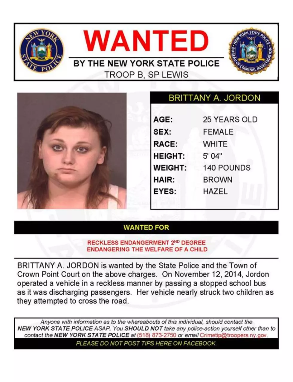 Warrant Wednesday: Woman Wanted for Endangering the Welfare of a Child