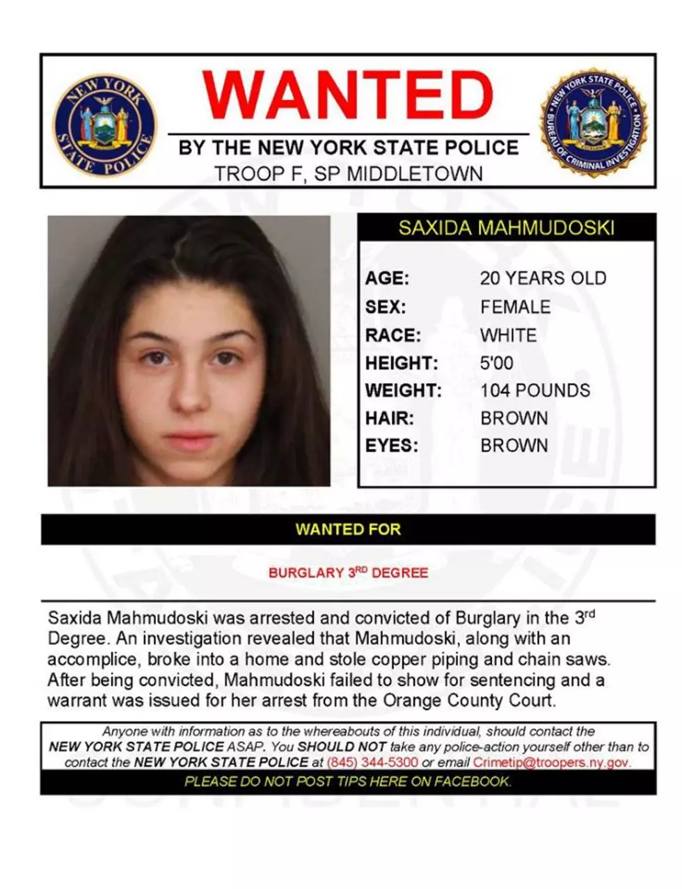 Warrant Wednesday: Orange County Woman Wanted For Burglary