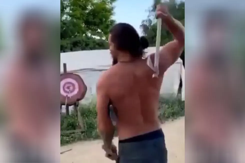 Jason Momoa, Shirtless and Throwing Tomahawks, Is Exactly What We Need Right Now [VIDEO]