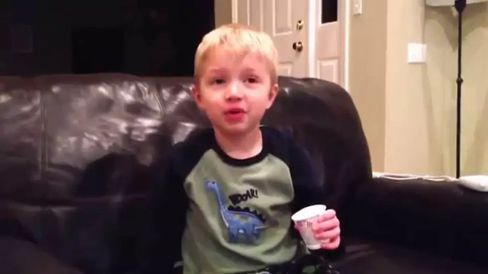 This young boy tells his father all of the bad words he knows.