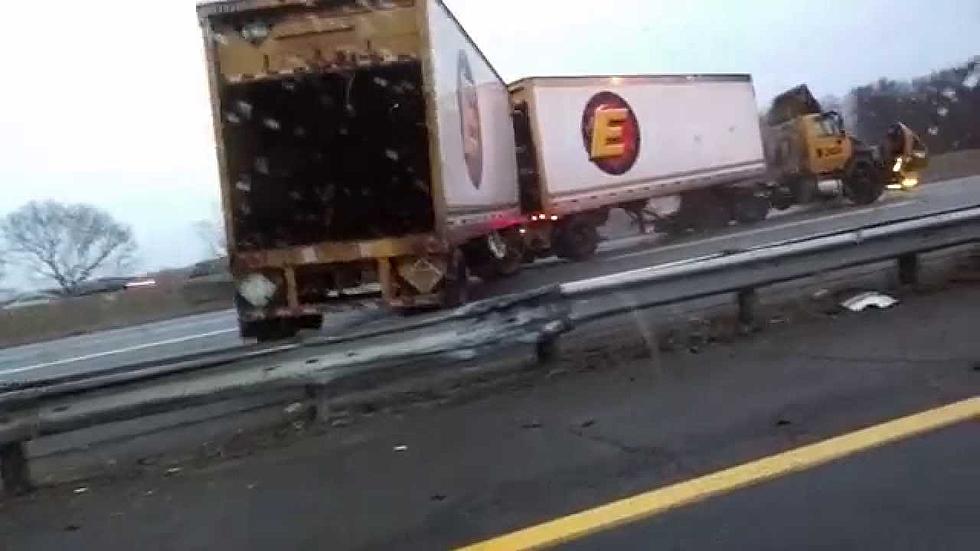 Semi Loses Control and Barely Misses a Guy&#8217;s Car