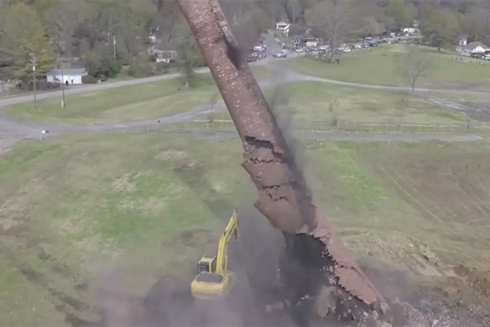 Worker Lucky to be Alive After Smokestack Falls During Demolition