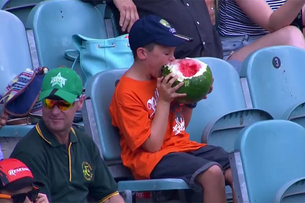 Australian Kid Ate an Entire Watermelon, Skin and All at a Cricket Match