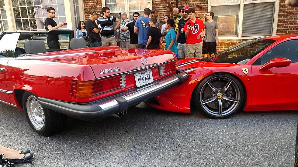 Woman Accidentally Drives Her Classic Mercedes Over a $300,000 Ferrari