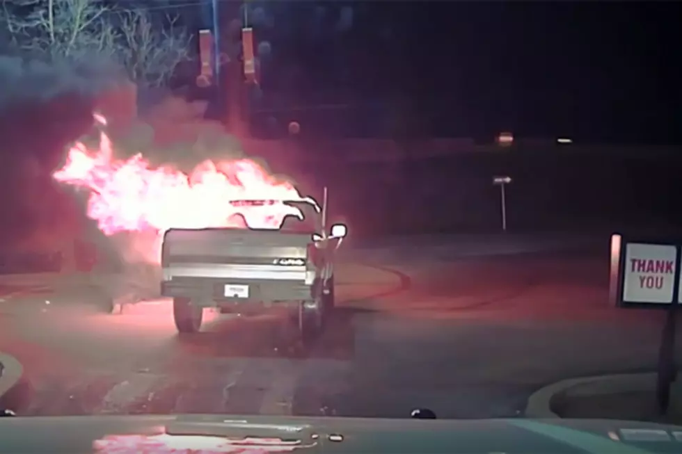 Dashcam Footage Shows Officer Pushing Burning Truck Away From Restaurant