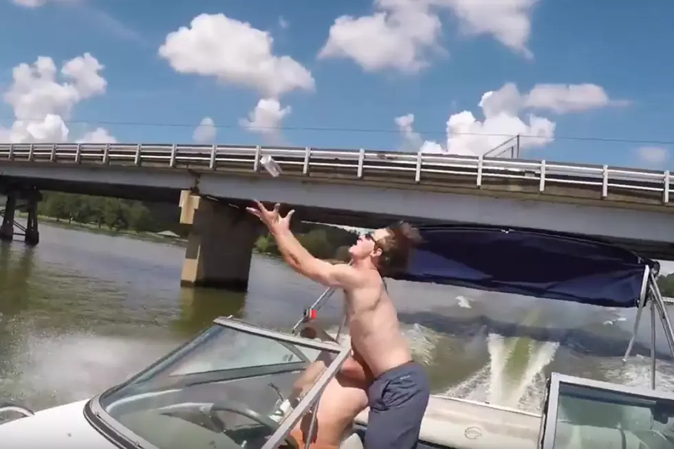 Guy On a Boat Nails &#8220;Beer Over a Bridge&#8221; Throw