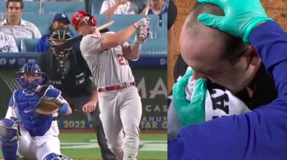 Plate Umpire Takes Mike Trout’s Big Wood To The Face