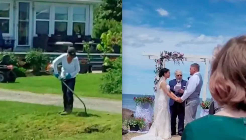 Woman Ruins Wedding By Mowing Yard With Weed Whacker Across The Street