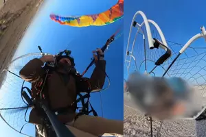 YouTuber Lucky To Be Alive After 85ft Scary Paramotor Crash Caught On Video