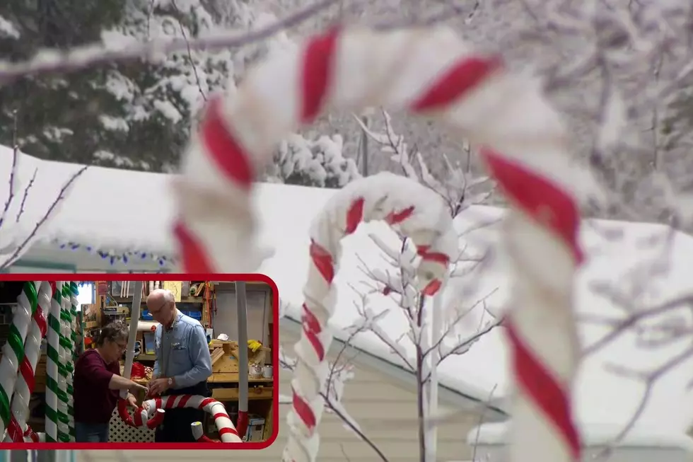 Minnesota Man Has been Making Giant Candy Canes for his Neighborhood for 20 Years