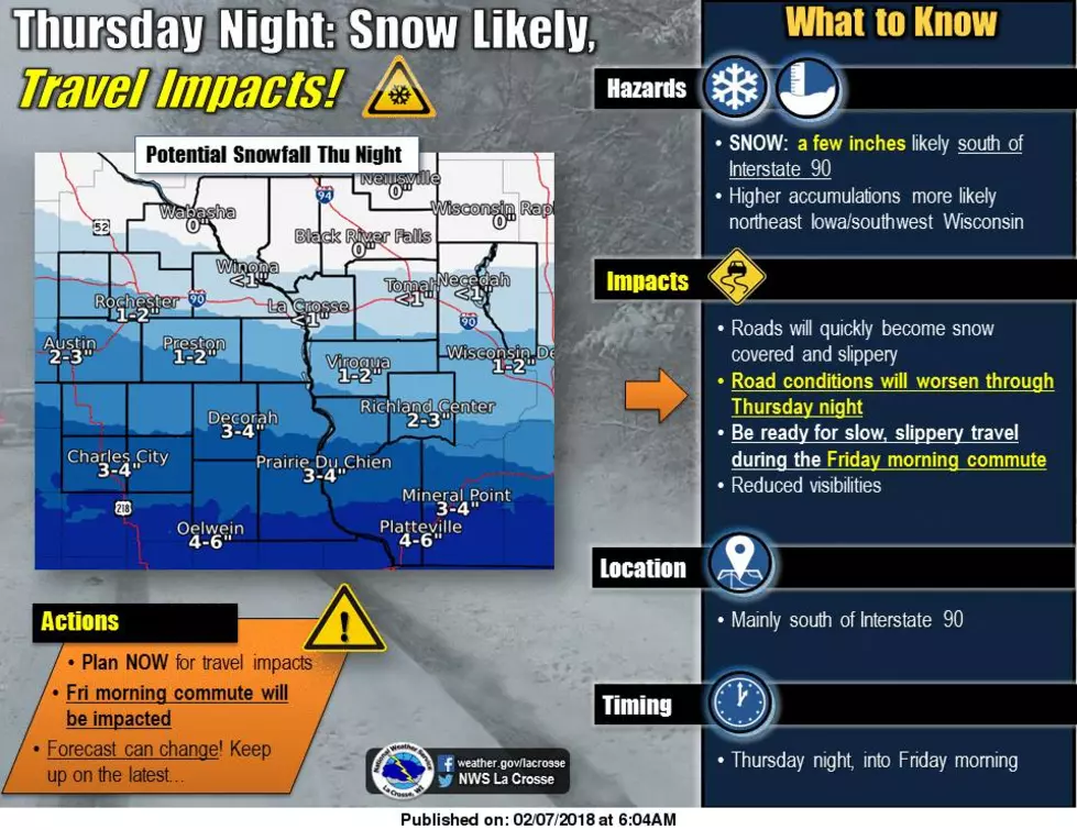 Snow Could Impact Thursday Afternoon Commute in Southeast Minnesota