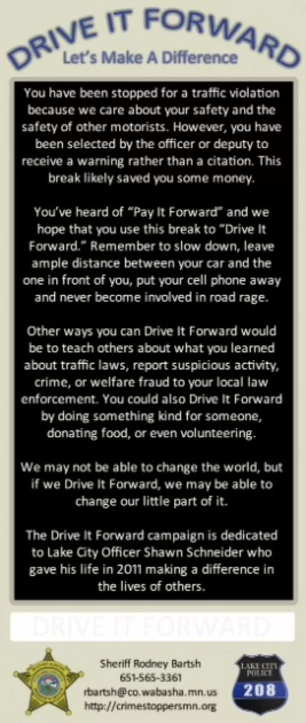 Wabasha County&#8217;s &#8216;Drive It Forward&#8217; Program Creates Happy Drivers