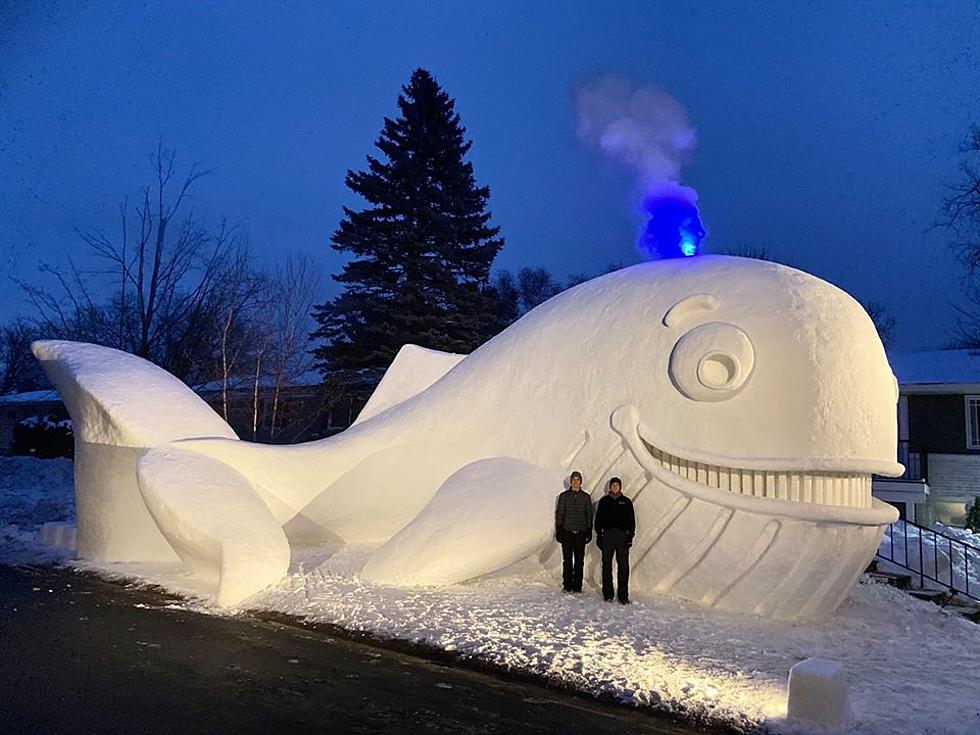 Bartz Brother's Finish Their Snow Sculpture in Their Front Yard