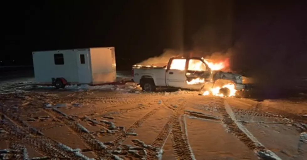 Truck Bursts Into Flames on Minnesota Lake
