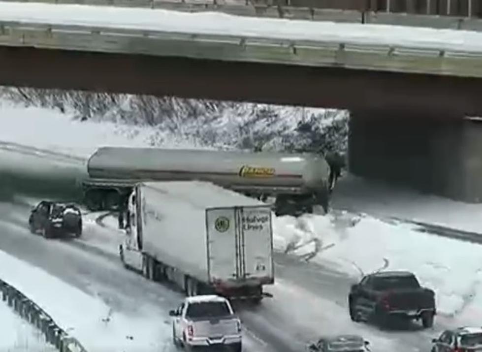 [watch] MN Traffic Cam Catches Scary Moment When Semi Jackknifes