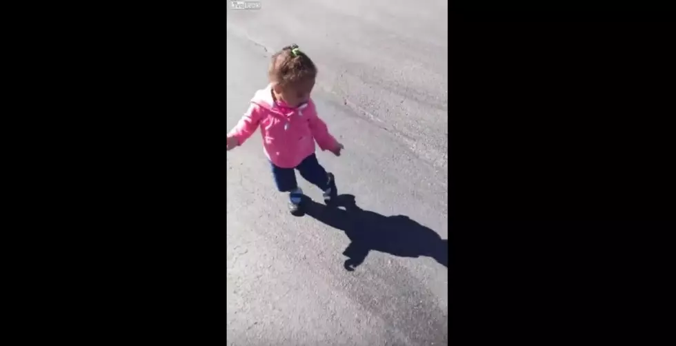 Little Girl is Adorably Afraid of Her Shadow [VIDEO]