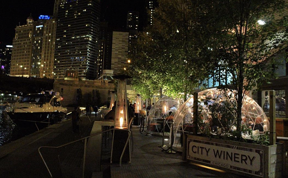 Fall Dinner and Wine Sipping in a Heated Dome on Chicago’s Riverwalk