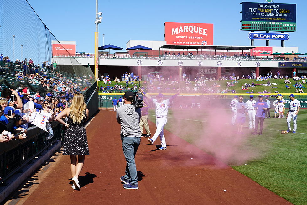 David Bote Helps With Gender Reveal During Cubs Spring Training Game