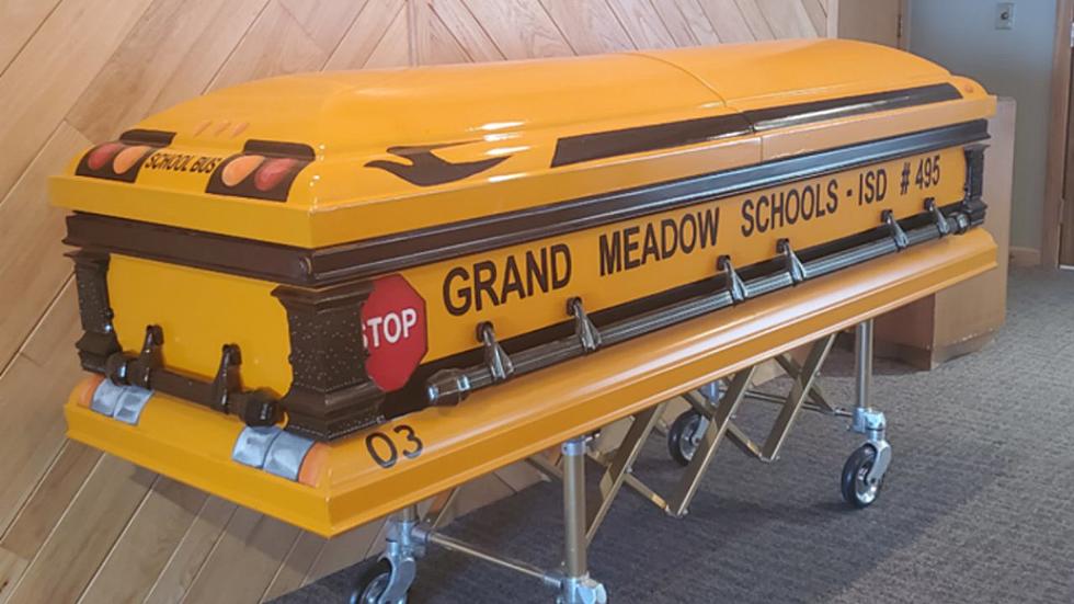School Bus Driver Buried in Casket Painted Like Bus He Drove for 55 Years