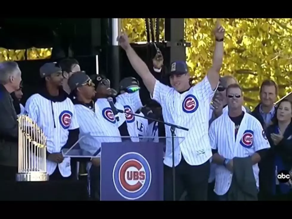 Brett Eldredge Pounds Out ‘Go Cubs Go’ at Chicago Cubs Victory Rally