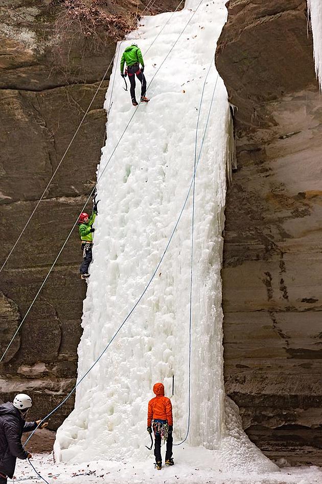 Ice Climbers Seen Scaling a Waterfall in Northern Illinois
