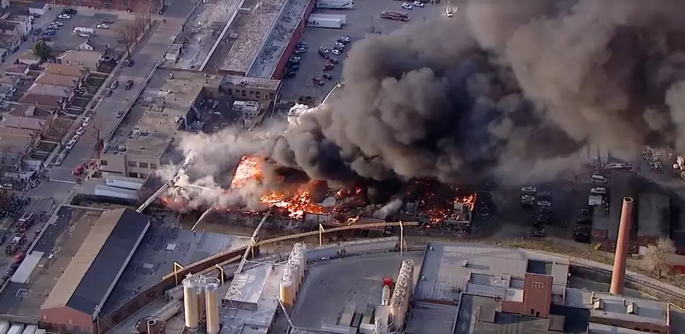 Aerial View Of Massive Chicago Food Factory Fire