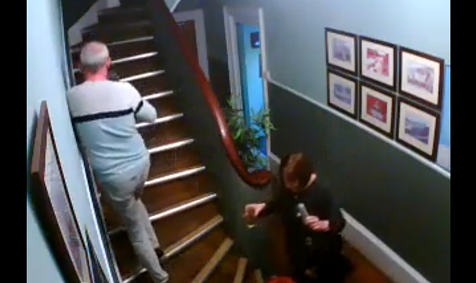 Drunk Older Couple Falls Down Stairs (video)
