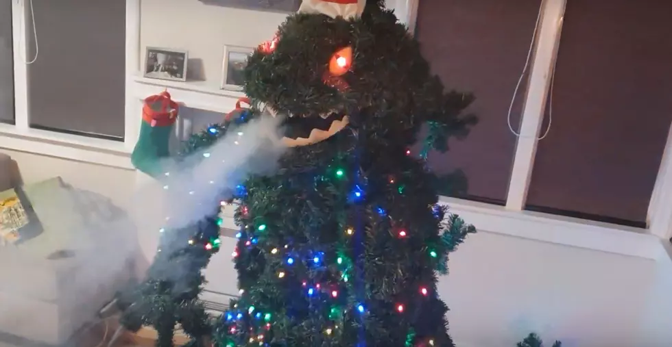 Smoke Breathing Godzilla Christmas Tree [VIDEO]