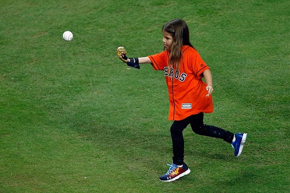 7 Year Old Hailey Throws First Pitch w/3D Printed Hand [Watch]
