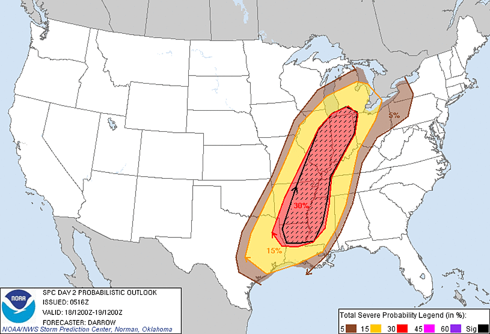 Evansville Area Under a Moderate Risk for Severe Weather on Thursday [UPDATE]