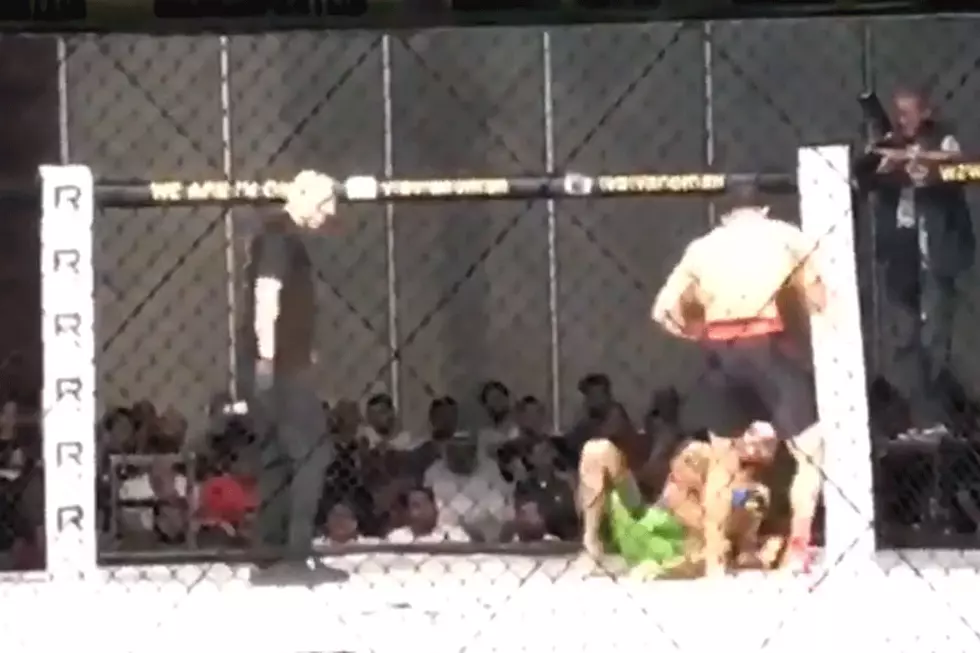 MMA Fighter On His Back Somehow Knocks Out His Opponent