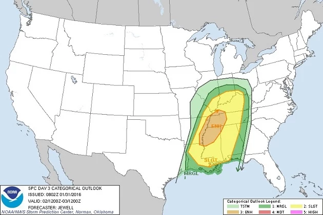 Slight Risk for Severe Weather Expected Tuesday