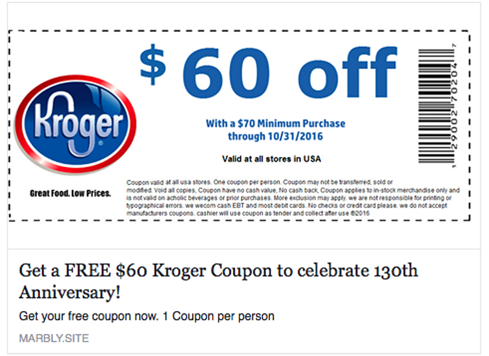 Is the $60 Off Kroger Coupon on Facebook a Scam?