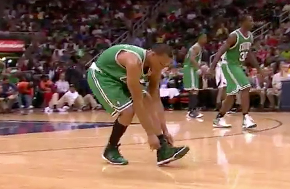Avery Bradley Steals Pass While Tying Shoes [VIDEO]