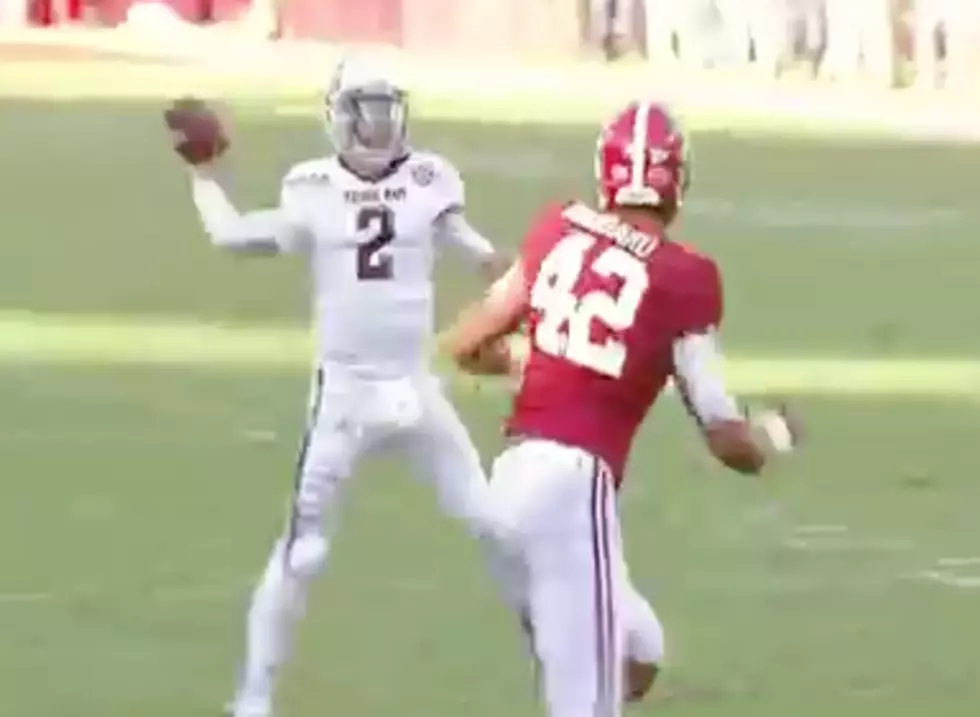Johnny Manziel Throws TD After Fumbling Against Alabama [VIDEO]